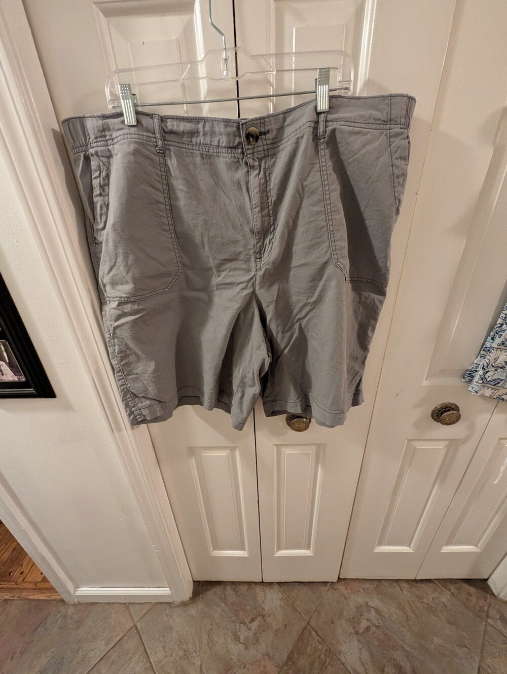 Sonoma Women's Grey/Blue Elastic Waistband Bermuda Shorts Size 2X